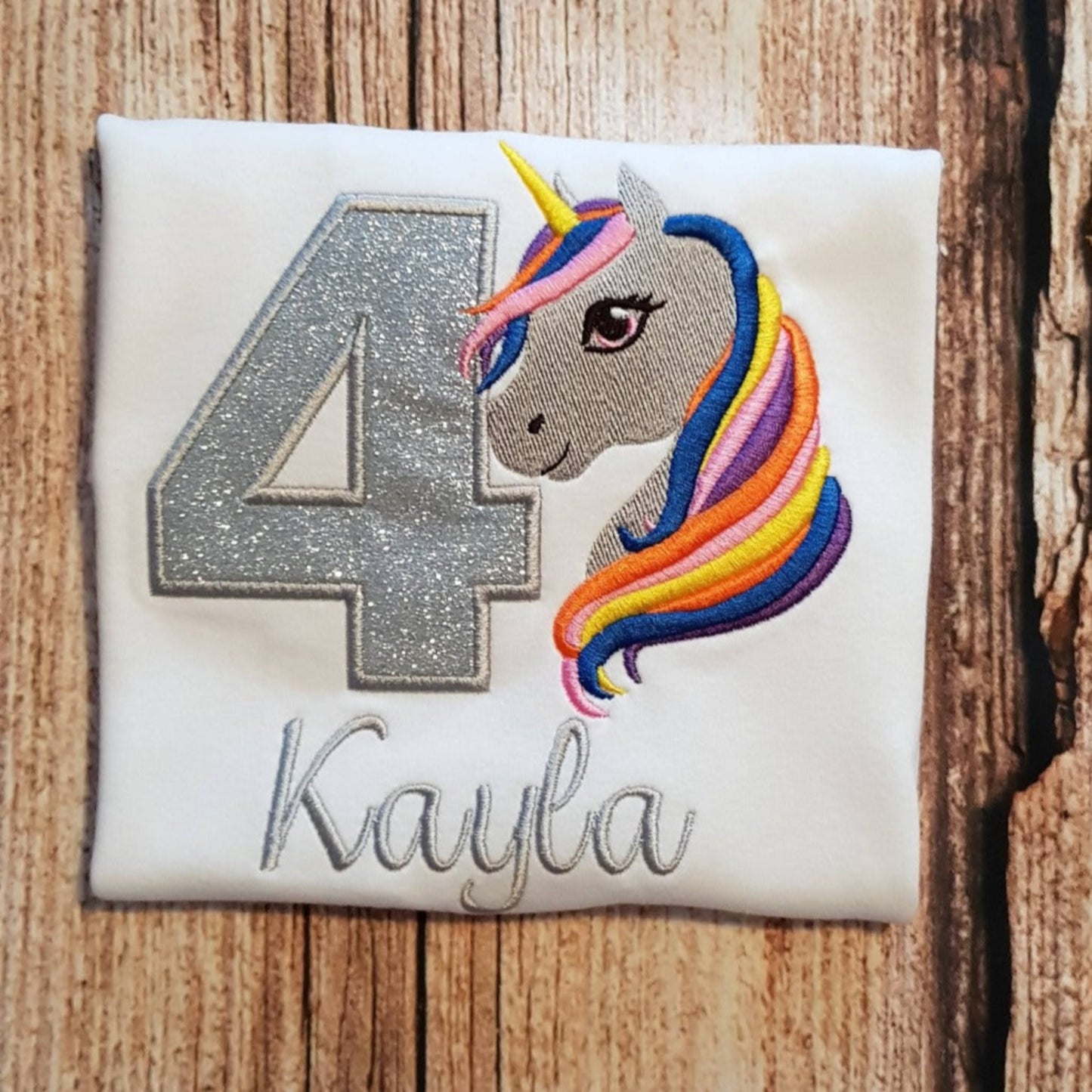 Childrens unicorn birthday tshirt, Child's personalised birthday shirt