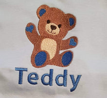 Load image into Gallery viewer, Personalised teddy bear baby grow, new baby gift
