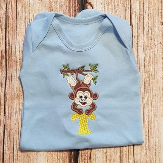 Personalised baby grow, monkey sleepsuit