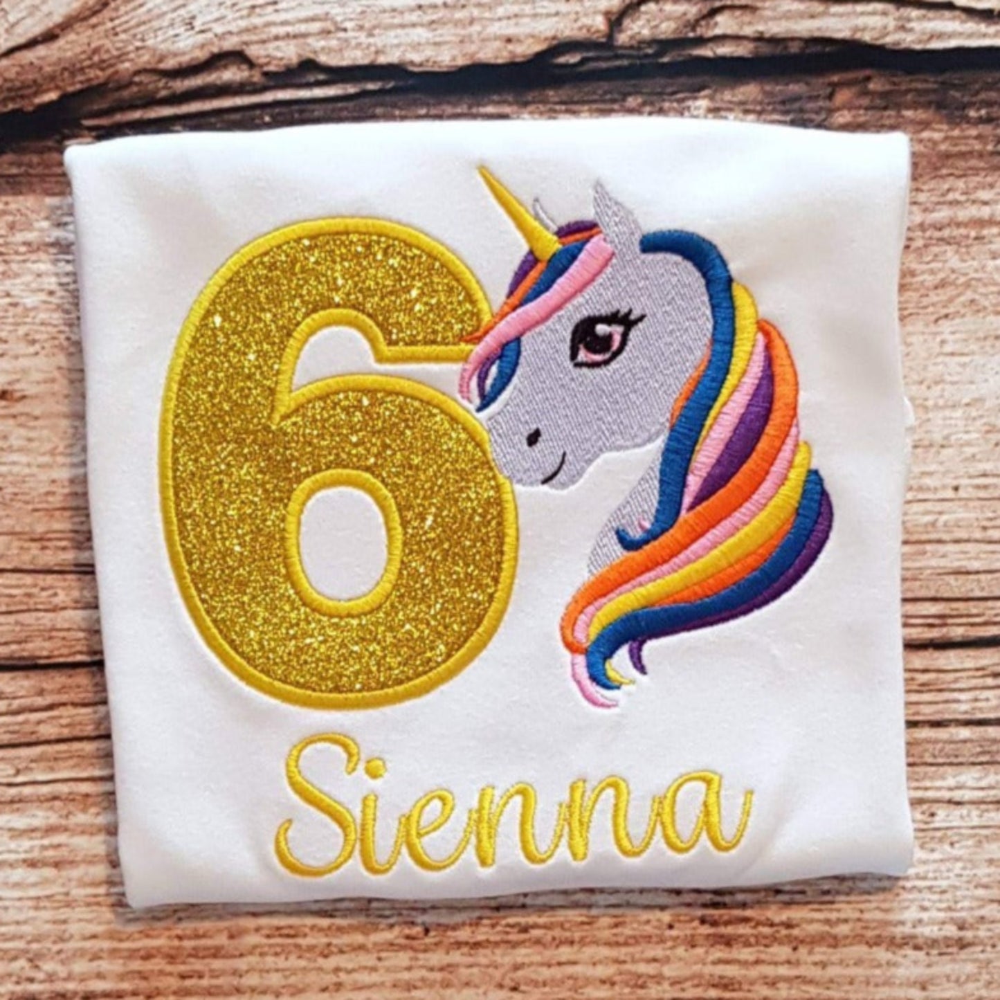 Childrens unicorn birthday tshirt, Childs personalised birthday shirt