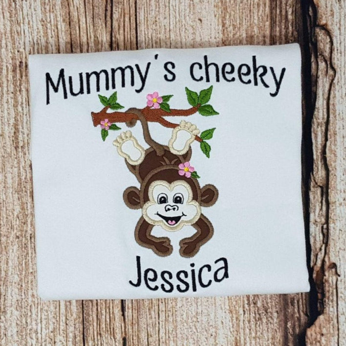 Childrens personalised cheeky monkey t-shirt
