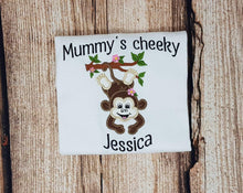 Load image into Gallery viewer, Childrens personalised cheeky monkey t-shirt
