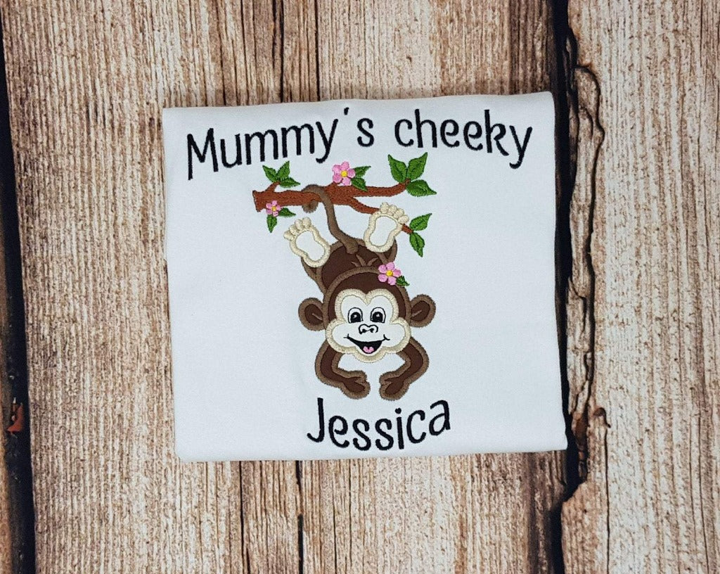 Childrens personalised cheeky monkey t-shirt