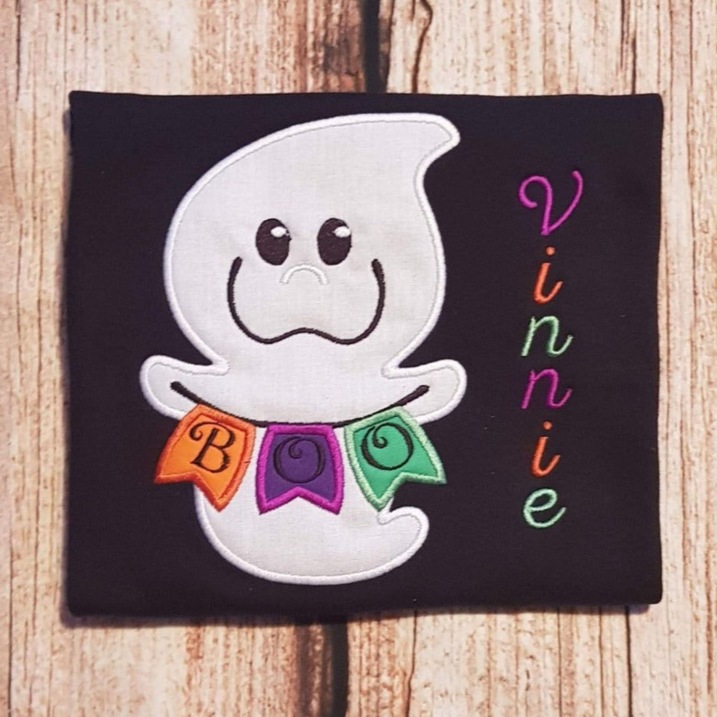 Childrens personalised Halloween tshirt, Childs embroidered ghost shirt
