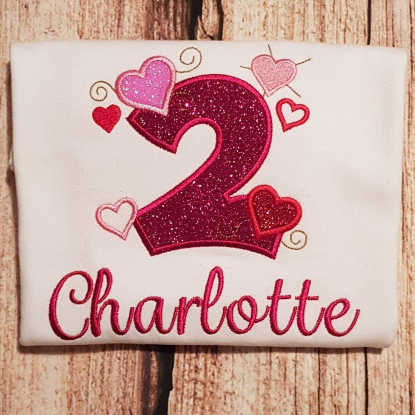 Childrens personalised heart birthday tshirt, childs embroidered birthday shirt