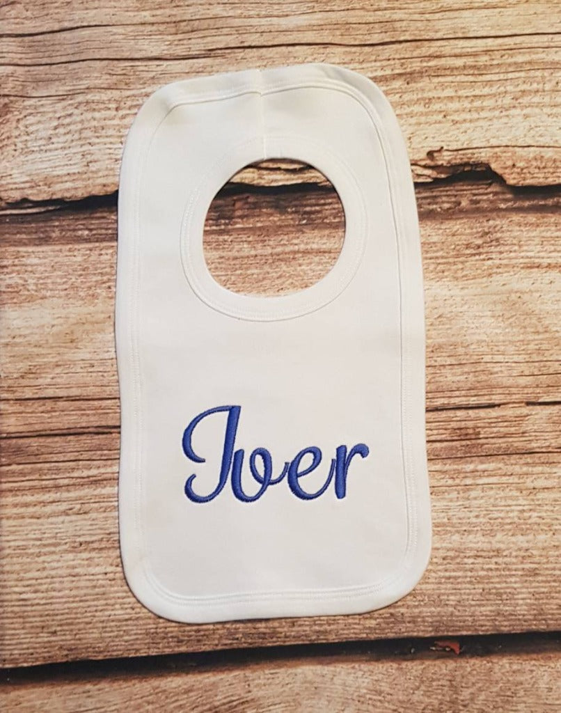 Personalised baby bib, embroidered baby gift