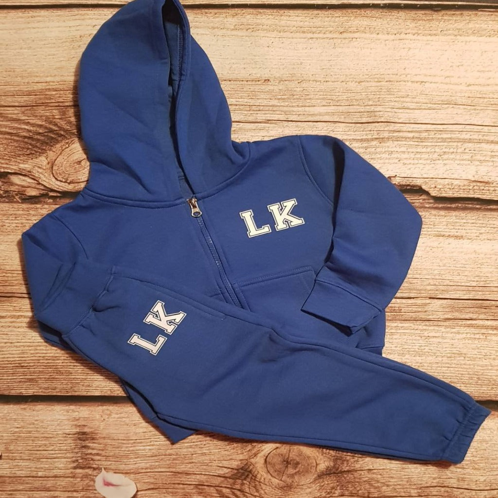 Childrens personalised tracksuit, Kids sportswear, Childs hoody and jogging bottoms set