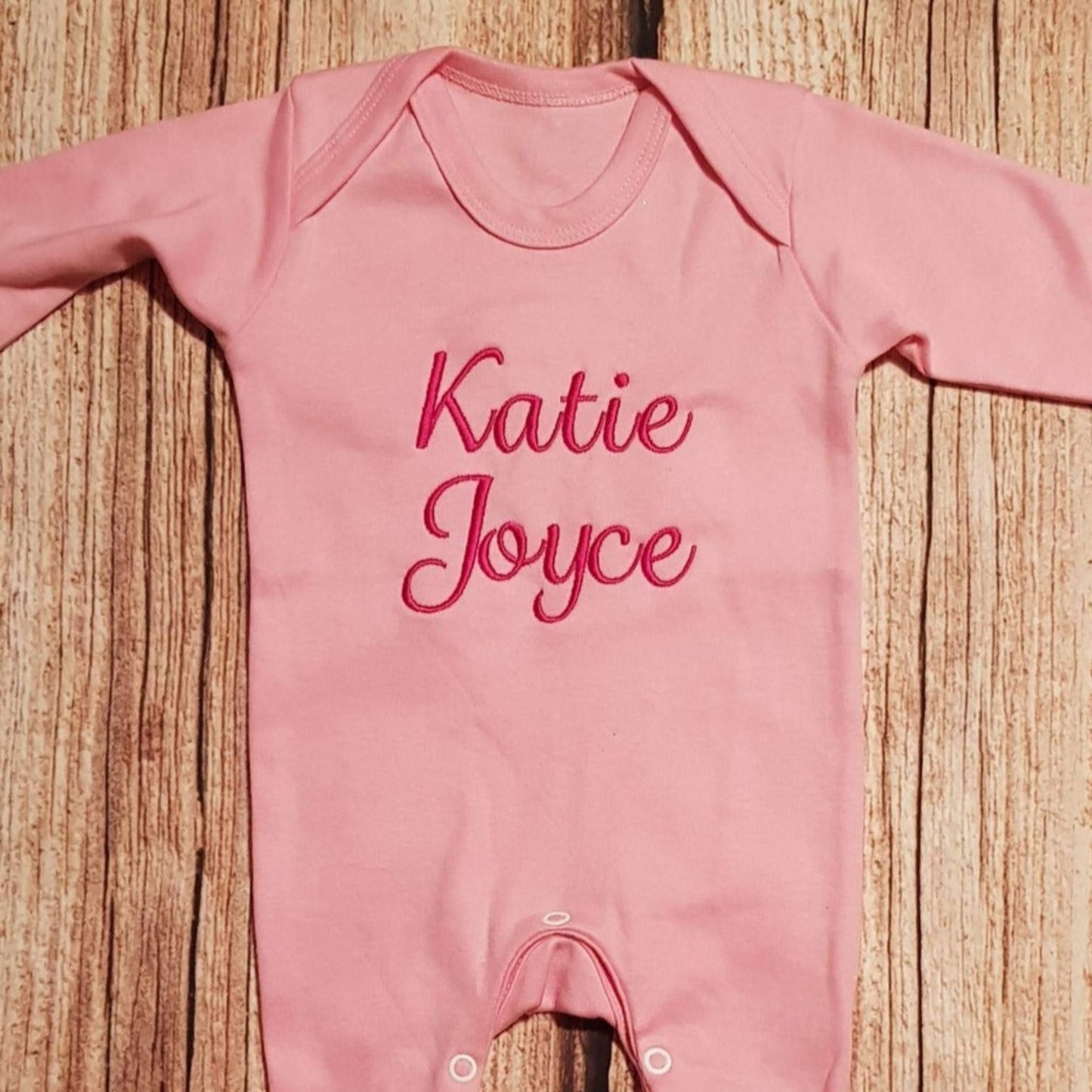 Personalised baby grow, childs embroidered sleep suit,