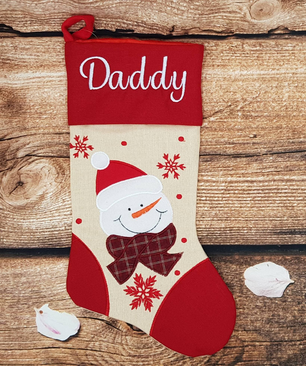 Snowman Christmas stocking, Xmas sock, embroidered christmas sock, Personalised gift, Christmas decoration, festive decor