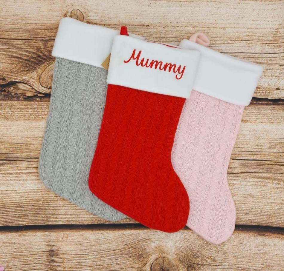 Personalised Christmas Stocking, embroidered xmas sock, festive decoration, personalised gift