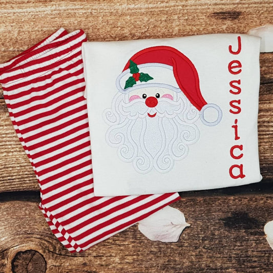 Childrens christmas pyjamas, Childs embroidered sleepwear, Santa pjs, Festive nightwear, Father Christmas lounge wear, kids personalised pjs
