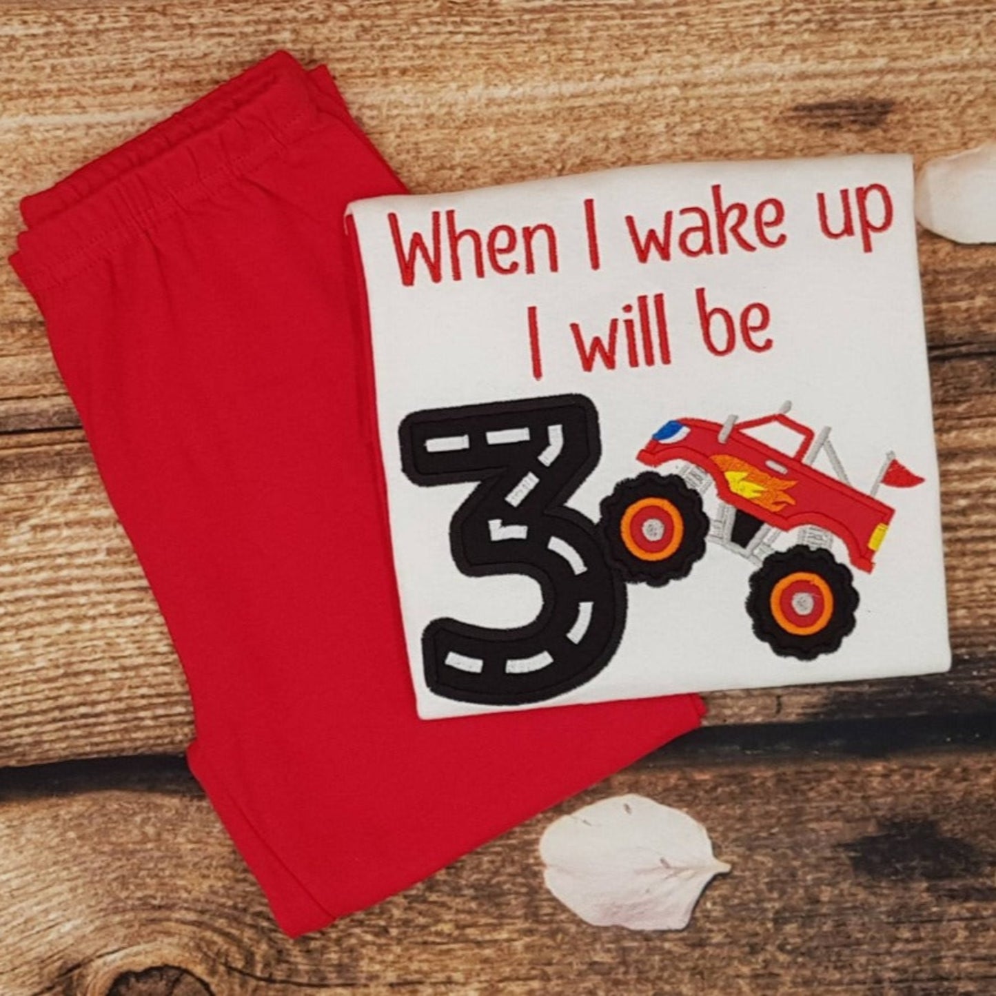 Childrens personalised birthday pyjamas, Monster truck pjs