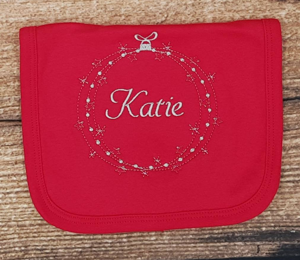 Personalised baby christmas bib,  embroidered Xmas bib