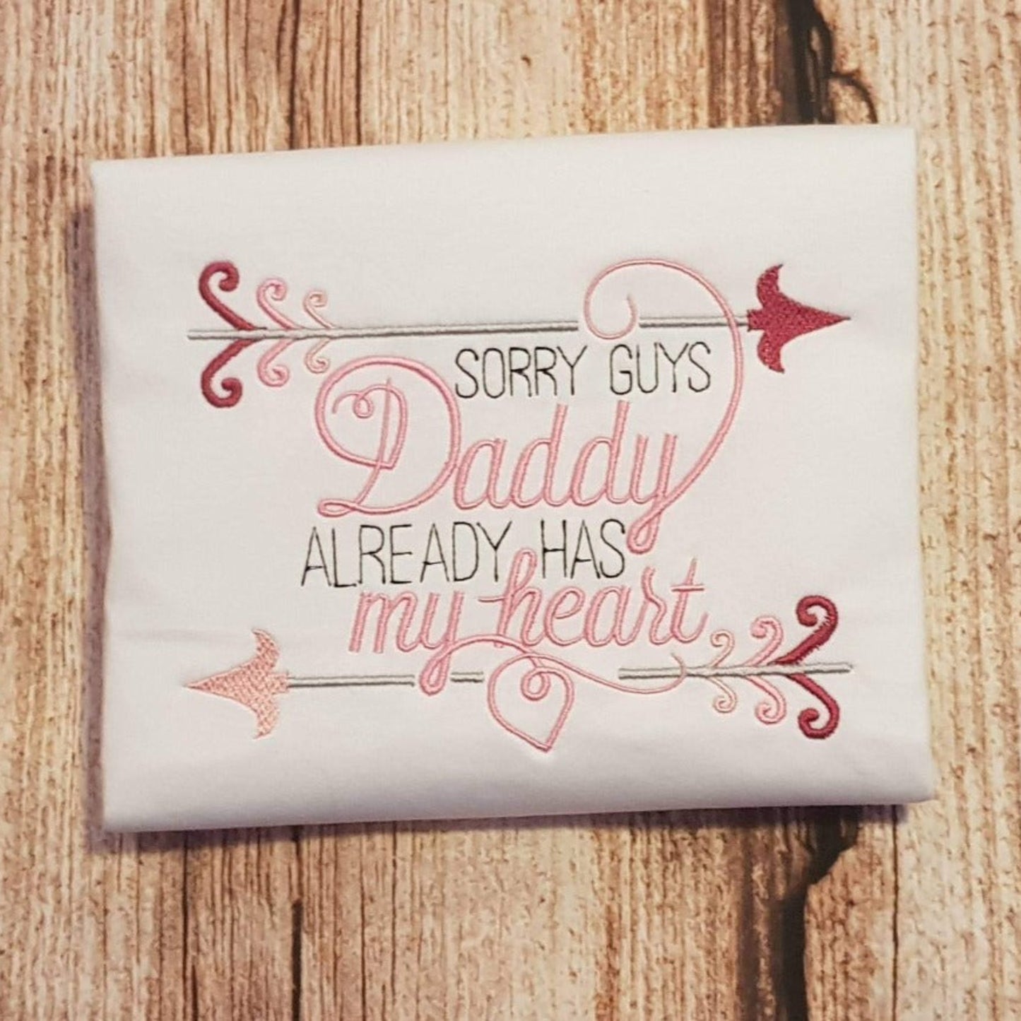 Girls Valentines day tshirt, child's embroidered daddys girl shirt