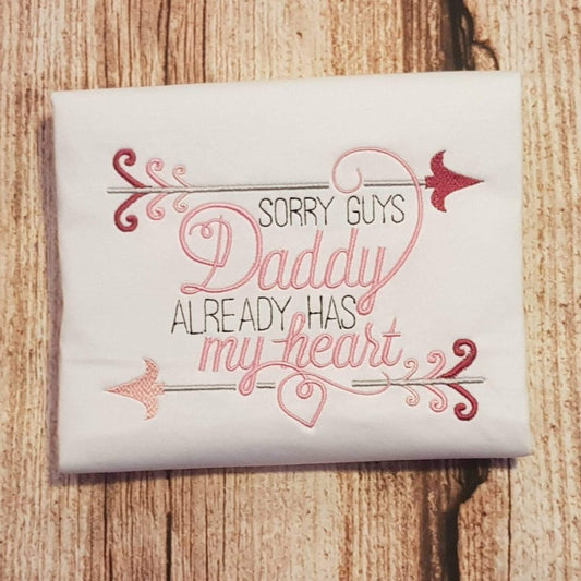 Girls Valentines day tshirt, child's embroidered daddys girl shirt
