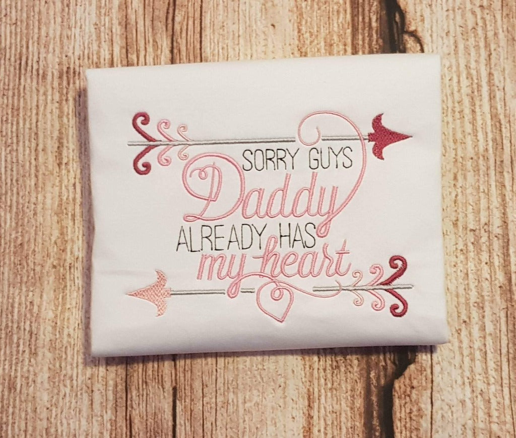 Girls Valentines day tshirt, child's embroidered daddys girl shirt