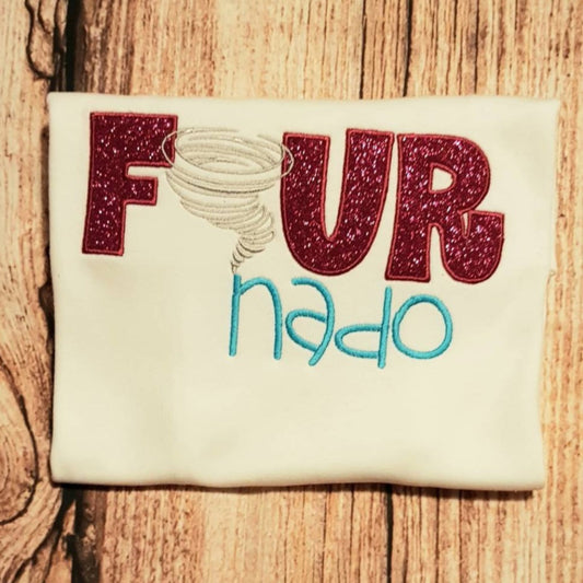 Children's 4th birthday t-shirt, Fournado, Tornado birthday shirt,