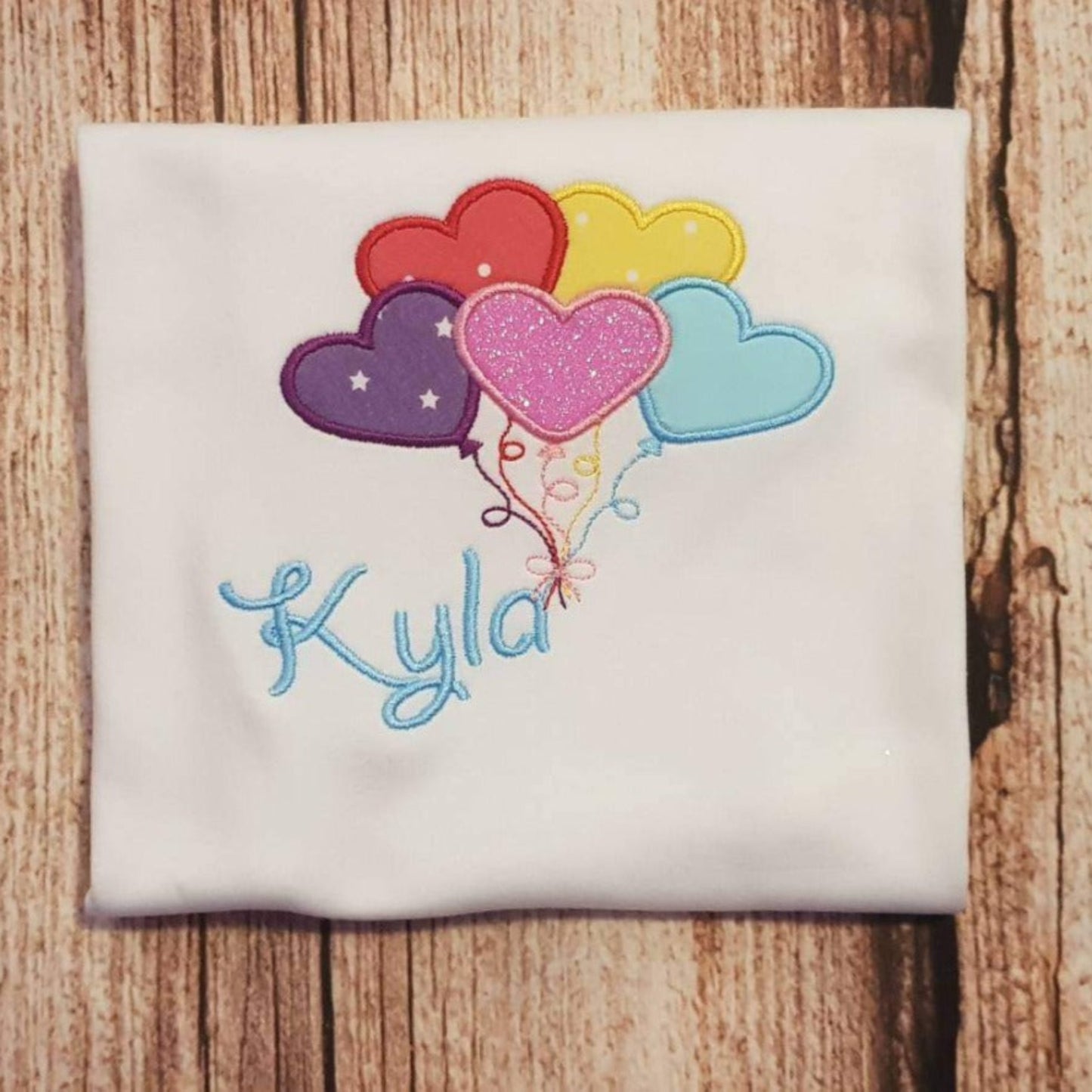 childrens personalised valentines day tshirt, heart balloon shirt