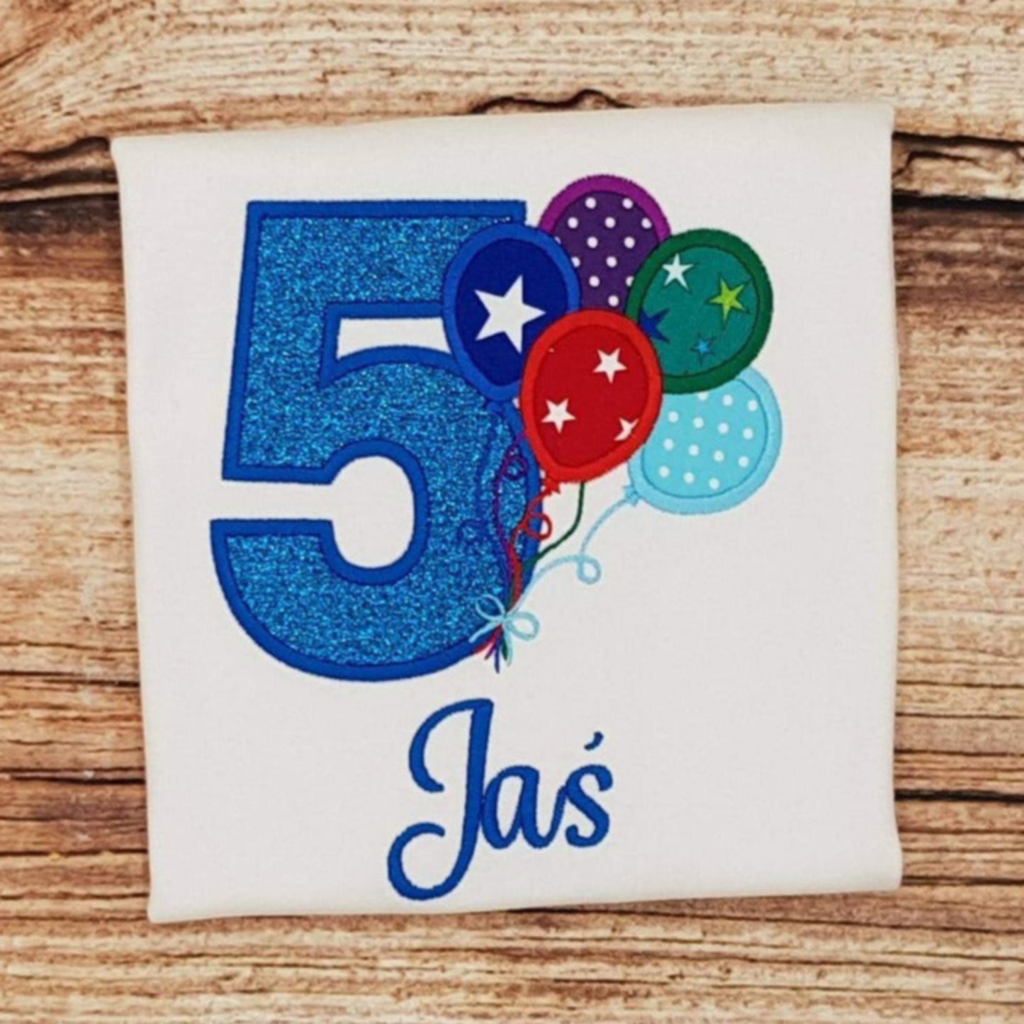 Childrens personalised birthday tshirt, Childs birthday balloons embroidered shirt