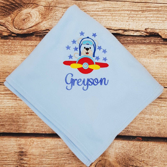 Personalised baby blanket, teddy bear embroidered blanket, new baby gift