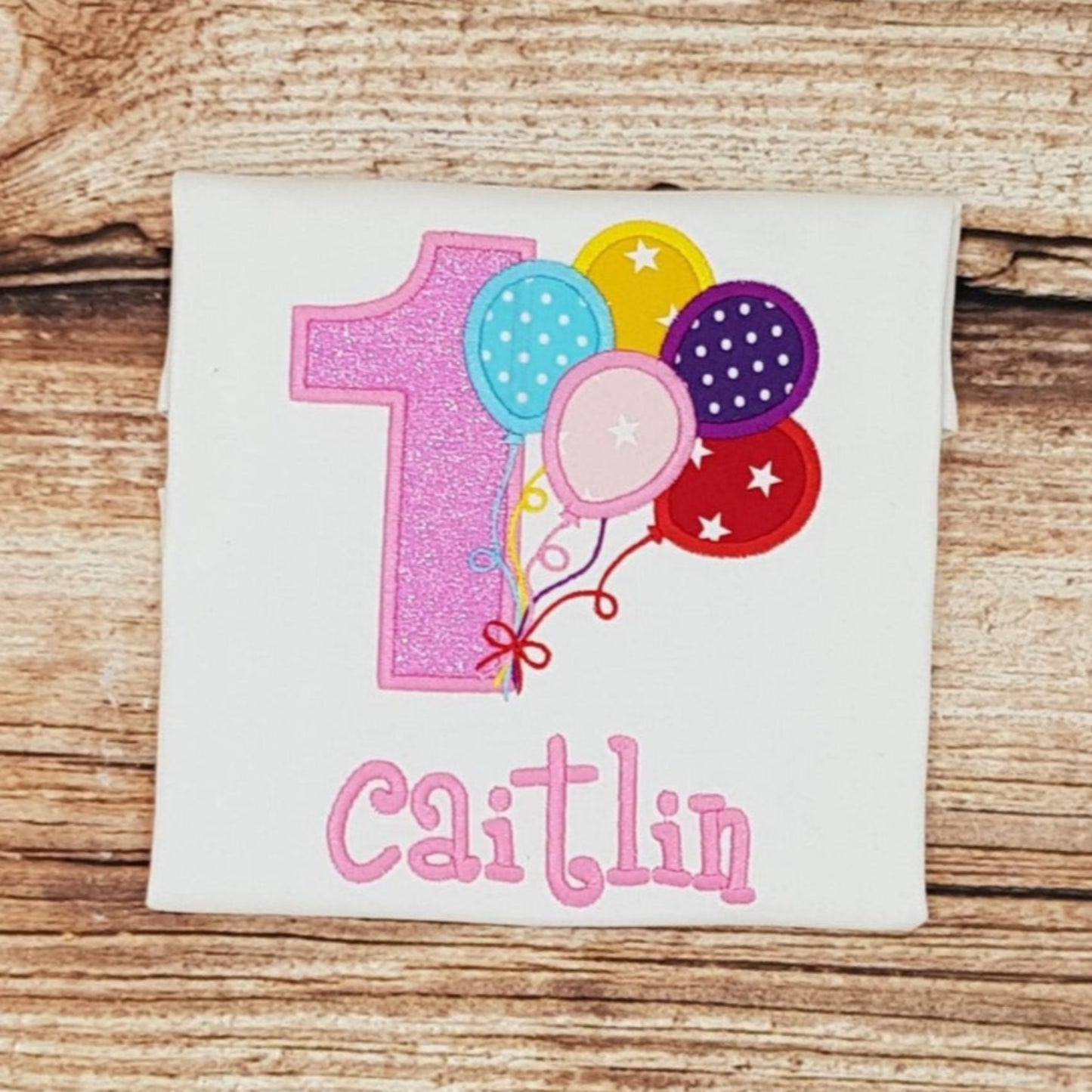Childrens personalised birthday tshirt, Childs birthday balloons embroidered shirt