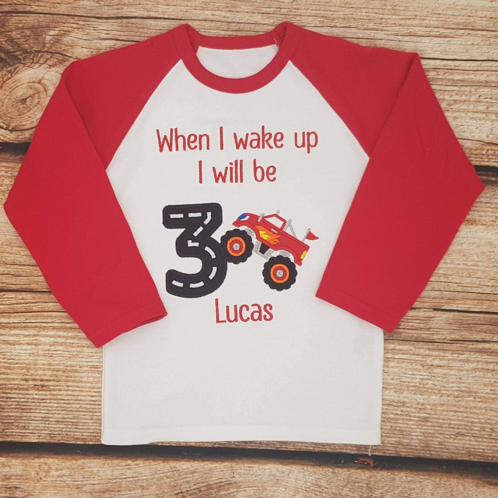 Childrens personalised birthday pyjamas, Monster truck pjs