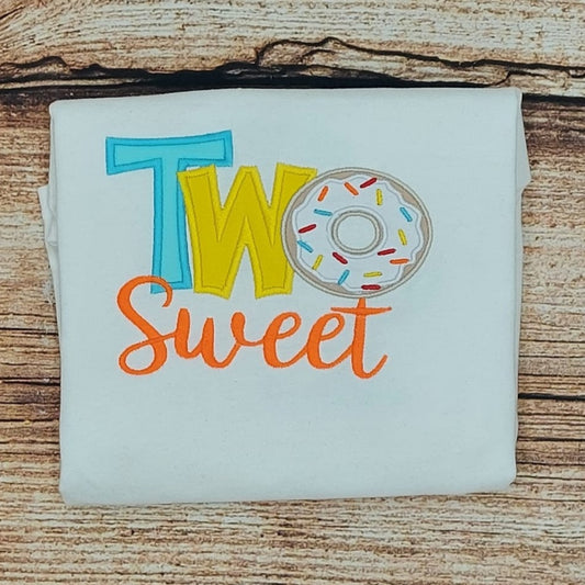 two year old birthday shirt, 2yr old birthday tshirt, childrens embroidered birthday top, kids birthday tee, two sweet birthday shirt,