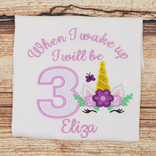 Childrens personalised birthday pyjamas, kids birthday pjs, embroidered sleepwear, unicorn night wear, child's loungewear, personalised gift