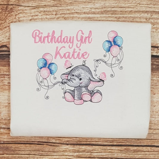 Childrens personalised birthday tshirt, Childs elephant birthday shirt, kids embroidered birthday top, Personalised gift