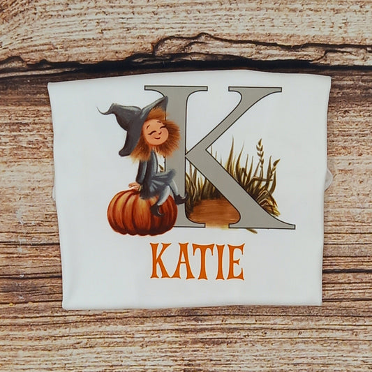 Childrens personalised Halloween tshirt, Kids Halloween shirt, Childs witch top, Personalised halloween clothes, Personalised gift