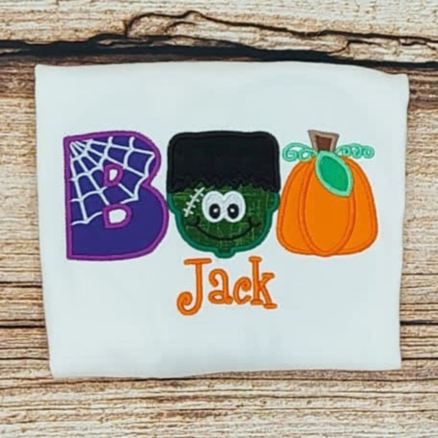 Childrens personalised halloween tshirt, kids embroidered halloween shirt, Childs Boo halloween top