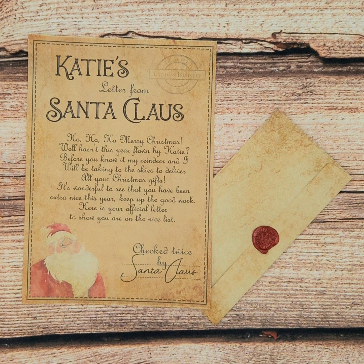 Personalised letter from Santa, Vintage letter from Santa Claus, Letter from Father Christmas, Childrens Letter from the North Pole