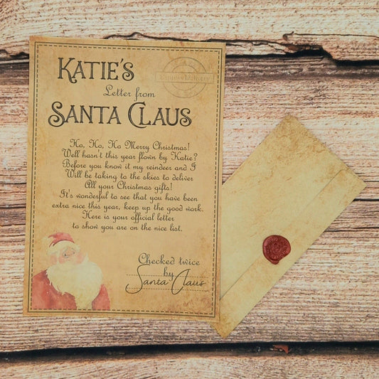 Personalised letter from Santa, Vintage letter from Santa Claus, Letter from Father Christmas, Childrens Letter from the North Pole