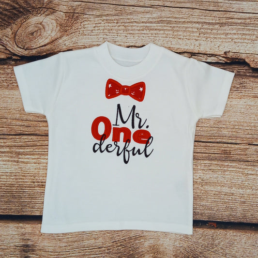 Childs first birthday tshirt, mr onederful tee, kids embroidered birthday top, boys 1st birthday shirt, babys first birthday outfit