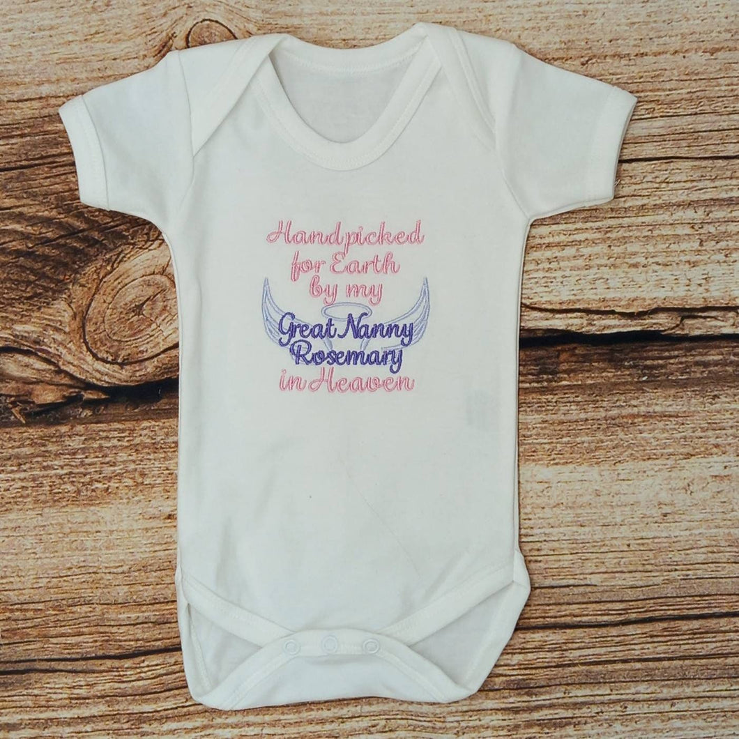 Personalised baby vest, handpicked for earth bodysuit, embroidered baby gift, baby clothes, new baby gift