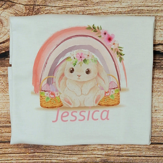 Childrens personalised Easter tshirt, Easter bunny top, kids personalised easter clothing, girls personalised easter gift