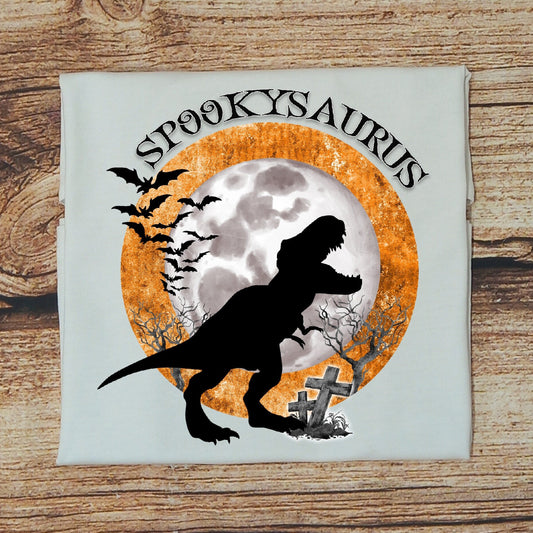 Childrens dinosaur Halloween tshirt, Childs dinosaur top, spookysaurus dino shirt, kids trex spooky tee, childrens clothing