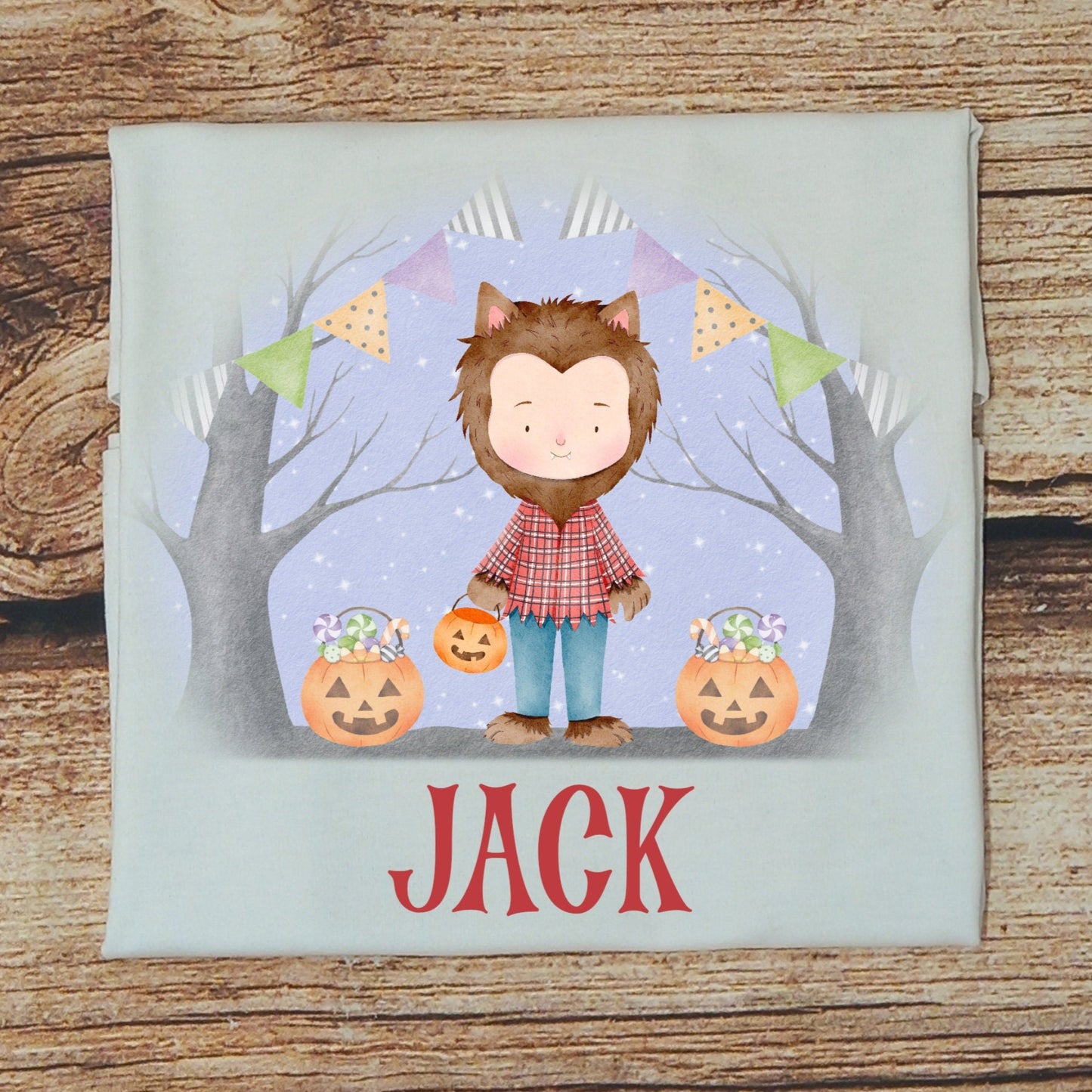 Childrens personalised Halloween tshirt, Childs warewolf tshirt, Personalised Halloween gift for kids, trick or treat outfit