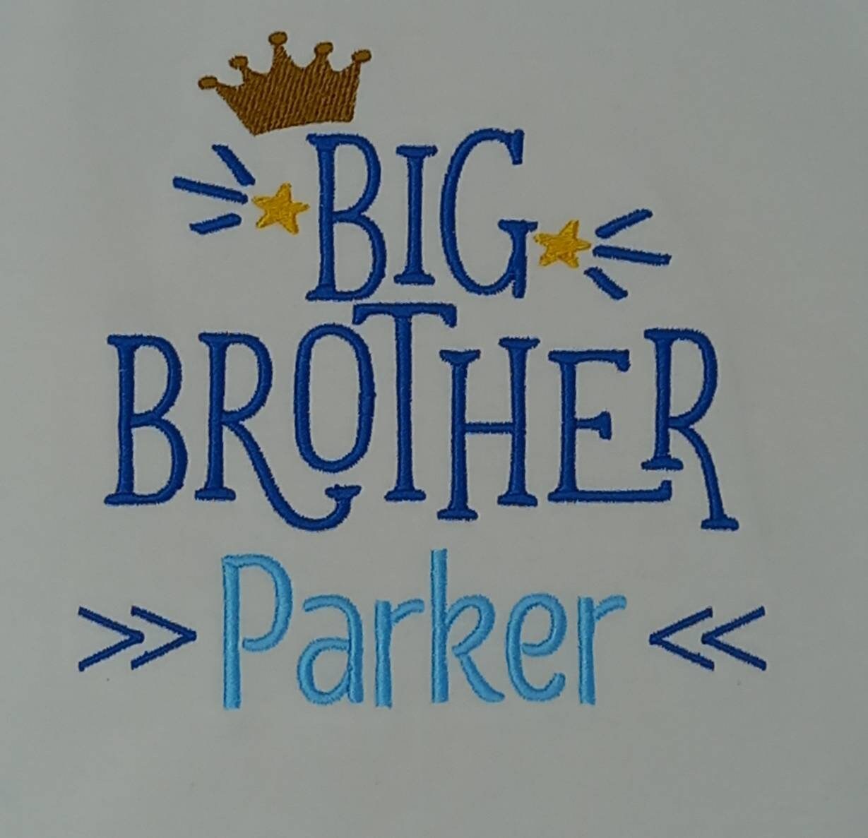 Childrens personalised big brother tshirt, sibling tee, pregnancy announcement top, matching outfits, kids embroidered big brother shirt