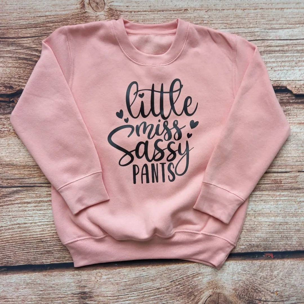 Little Miss sassy pants slogan jumper, Childs sweater, kids winter wardrobe, girls jumper, girls clothes