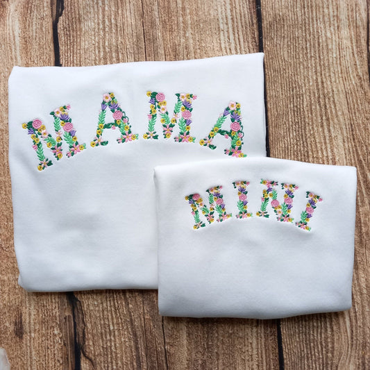 Mother and daughter matching sweatshirt, mama and mini embroidered jumpers, Adult and child floral sweater, mini me clothing