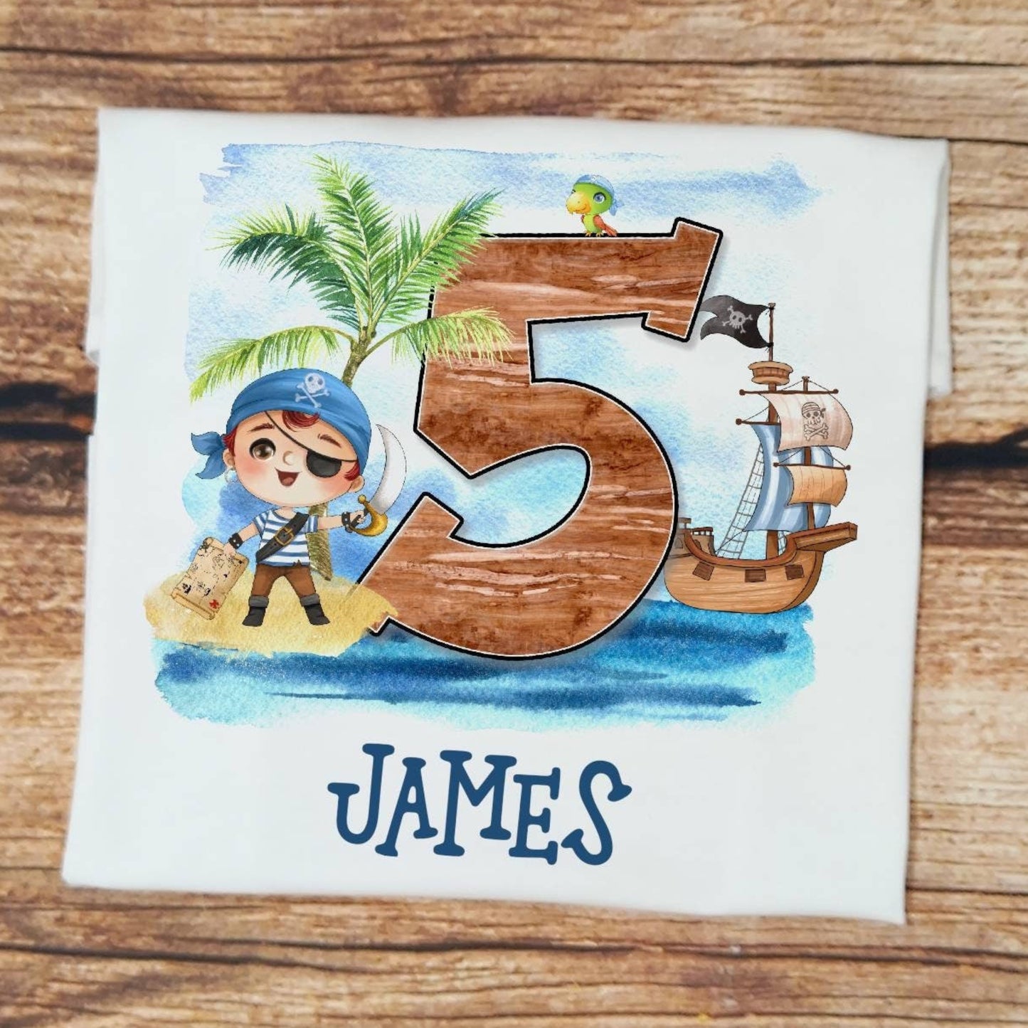 Childrens personalised birthday tshirt, Pirate boy customised birthday top, childs pirate shirt, personalised birthday gift for kids