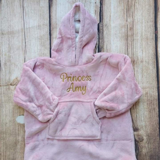Over sized hooded blanket with arms, personalised hoody blanket, embroidered wearable blanket, personalised gift, adult and child, mini me