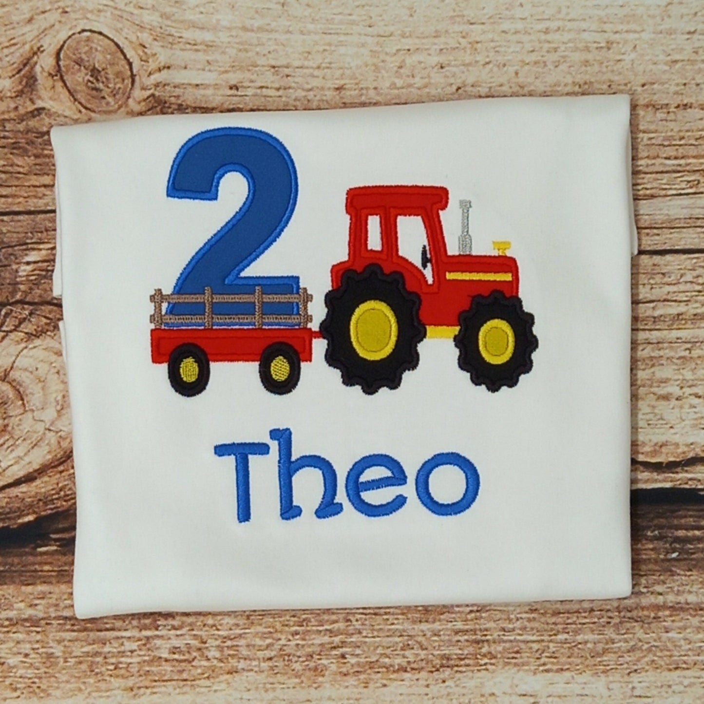 Childrens personalised birthday tshirt, Childs embroidered birthday tee, Kids tractor birthday shirt, personalised birthday gift/outfit