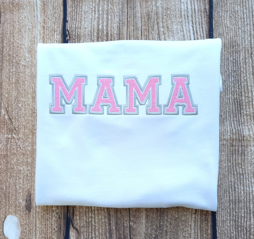 Mama embroidered varsity sweatshirt, womens sweater, Mum/mummy jumper, mothers day gift, gift for mum, ladies embroidered sweater