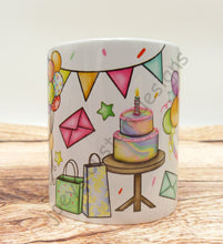 Load image into Gallery viewer, personalised birthday mug, full wrap gonk birthday cup, birthday Gnome mug, personalised birthday gift, coffee mug, drinkware
