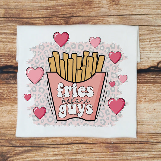 Fries before guys valentines tshirt, Children's anti valentines shirt,  kids comical valentines top,