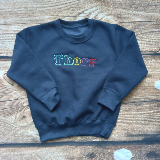 Childrens personalised sweater, Childs embroidered jumper, kids rainbow letter sweatshirt, personalised gift , childrens clothing