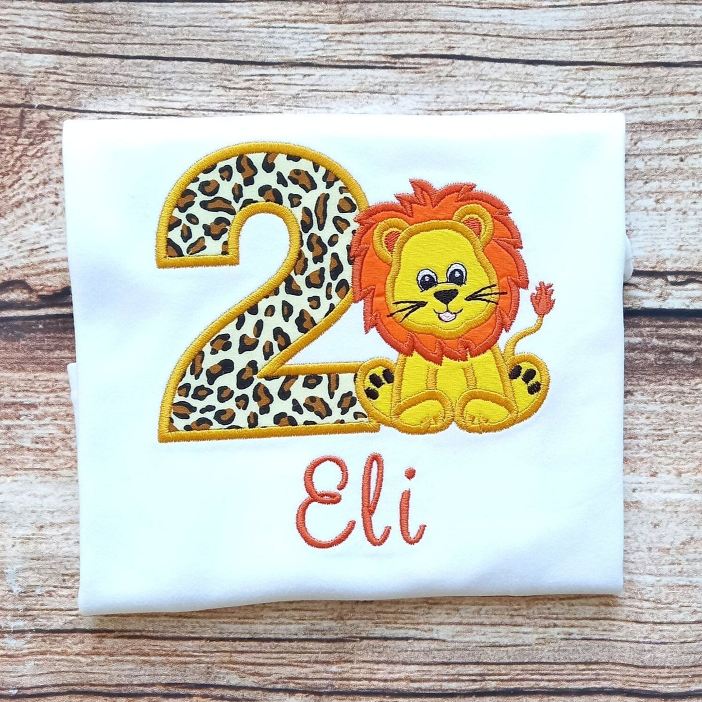 Childrens personalised birthday tshirt, kids lion top, childs embroidered jungle animal shirt, safari birthday outfit, personalised gift