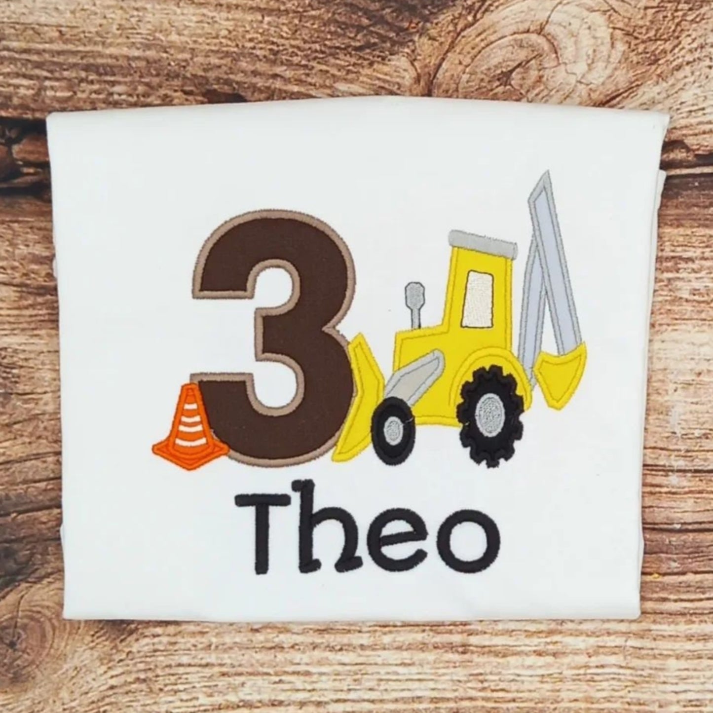 Childrens personalised birthday tshirt, Childs digger birthday t-shirt, kids embroidered construction shirt, personalised birthday gift